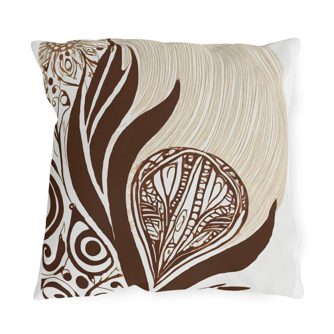 Indoor/outdoor Throw Pillow Floral Brown Line Art Print 93368 - Home Decor