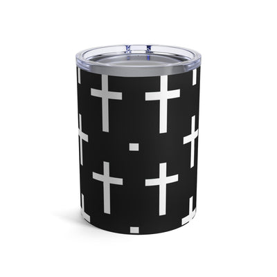Insulated Tumbler 10oz Black And White Seamless Cross Pattern - Mug