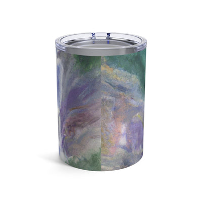 Insulated Tumbler 10oz Purple Watercolor Waterfall Green Landscape Nature Print