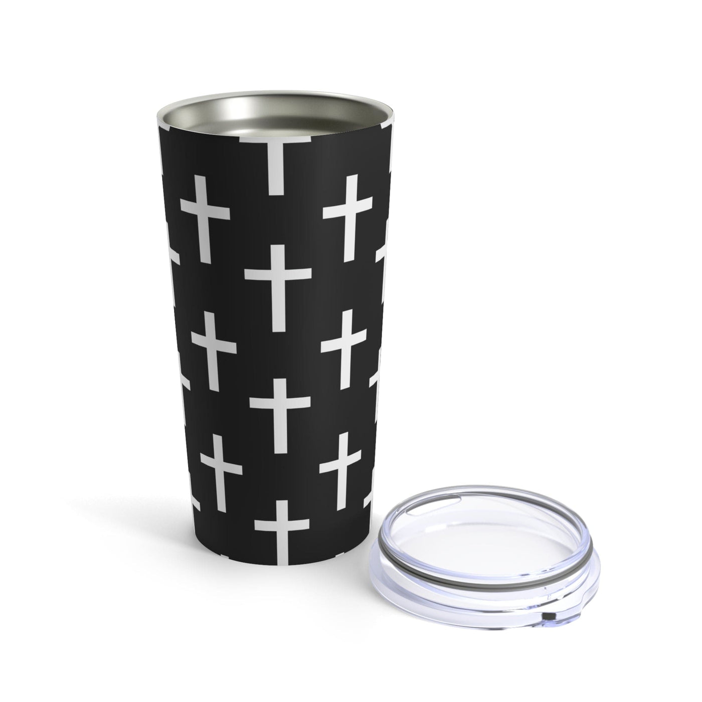 Insulated Tumbler 20oz Black And White Seamless Cross Pattern - Mug