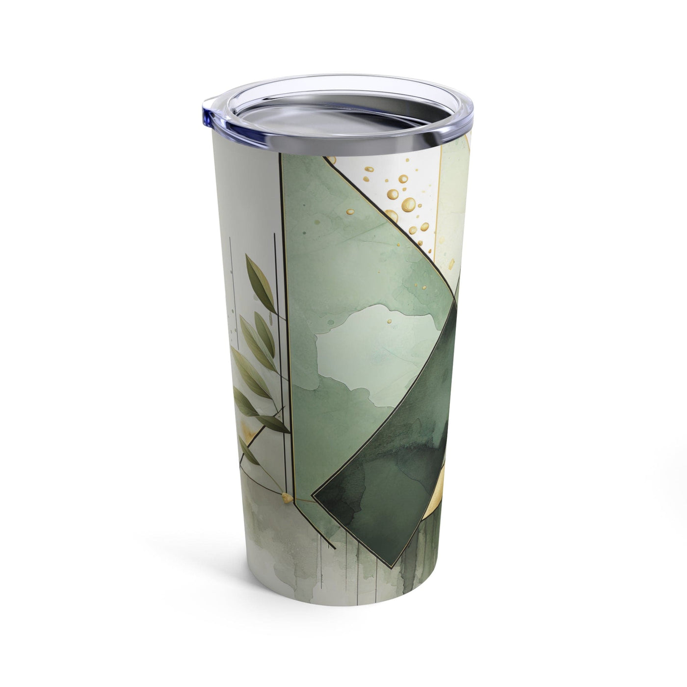 Insulated Tumbler 20oz Olive Green Mint Leaf Geometric Print - Mug