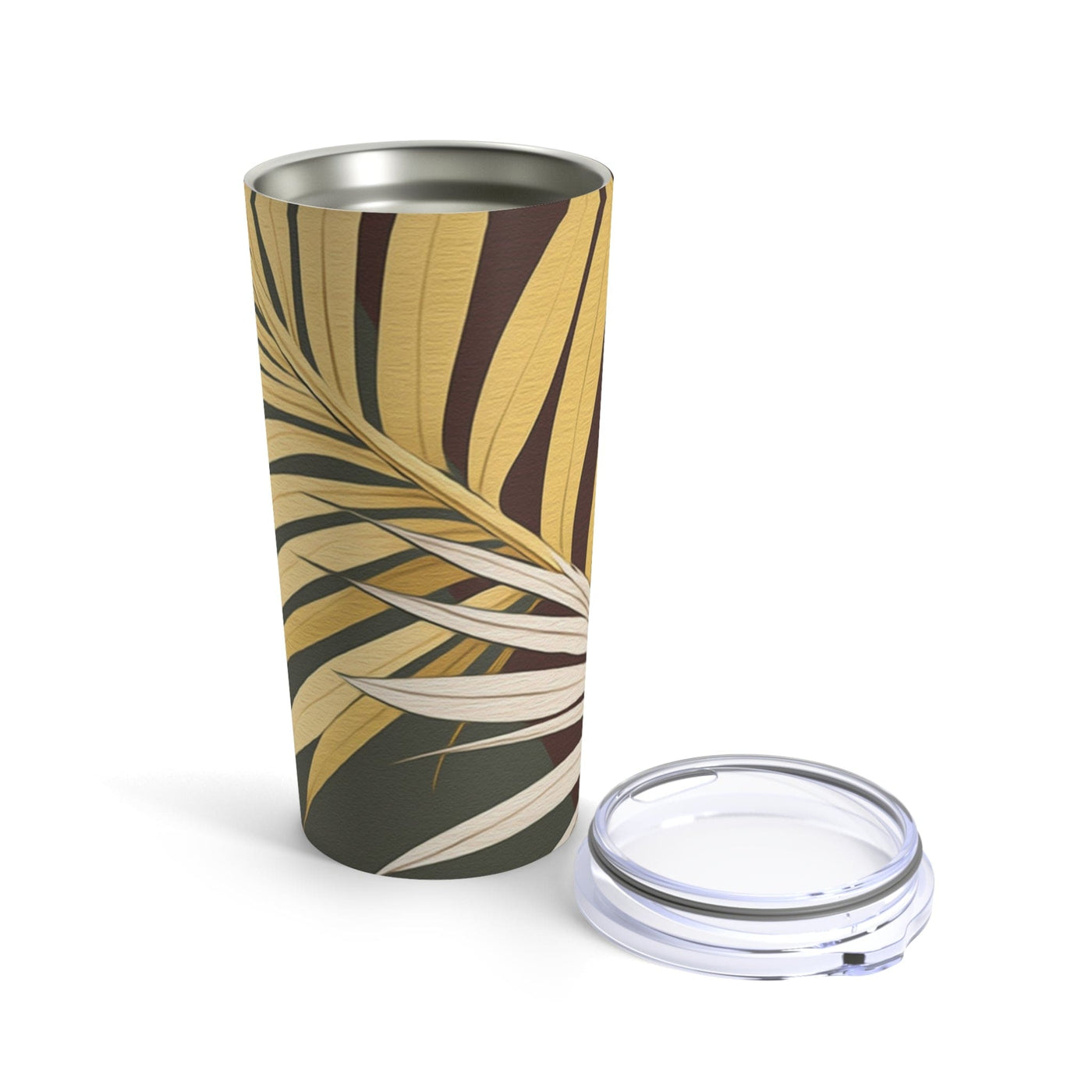 Insulated Tumbler 20oz Palm Tree Leaves Yellow And Green Illustration - Mug