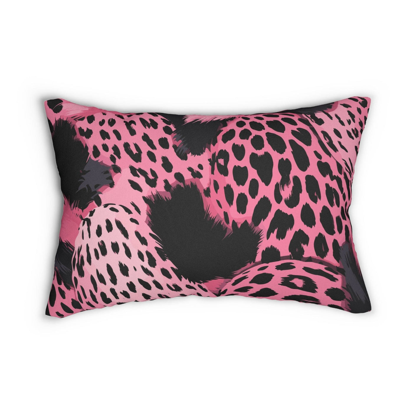 Lumbar Pillow Pink And Black Leopard Spots Illustration - Home Decor