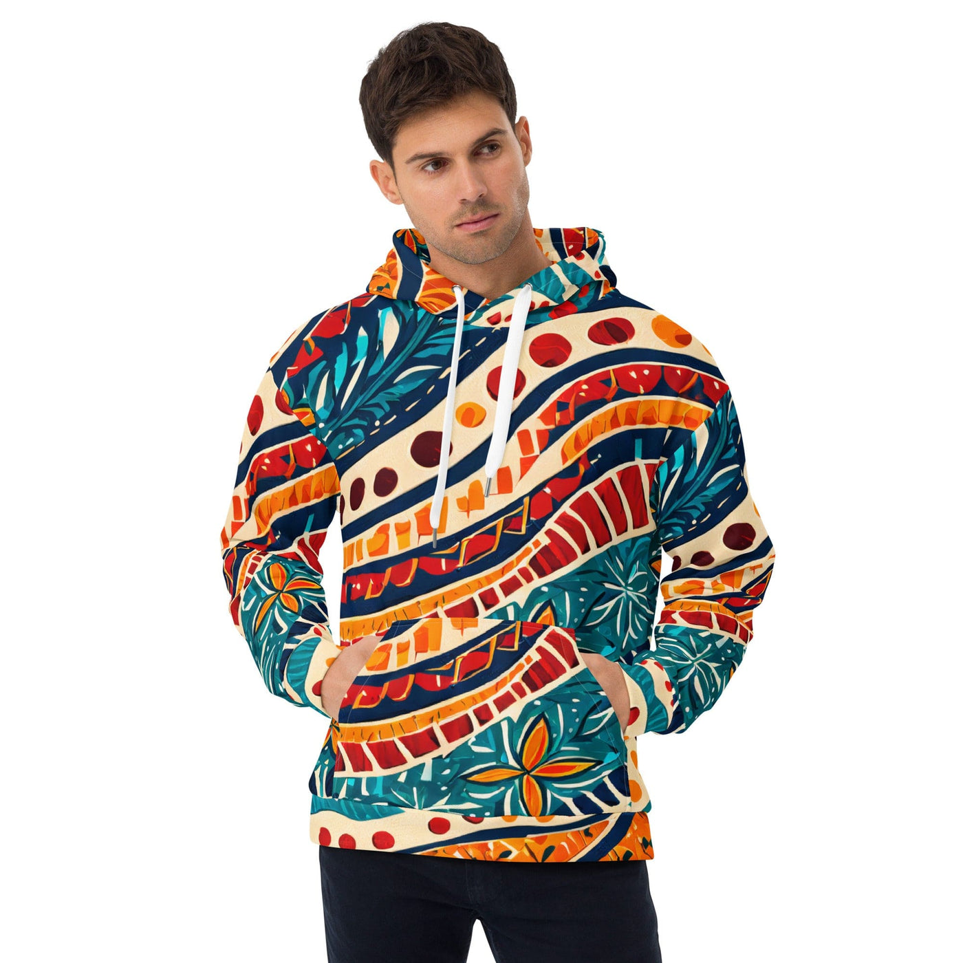 Mens Graphic Hoodie Abstract Vibrant Multicolor Pattern 61374