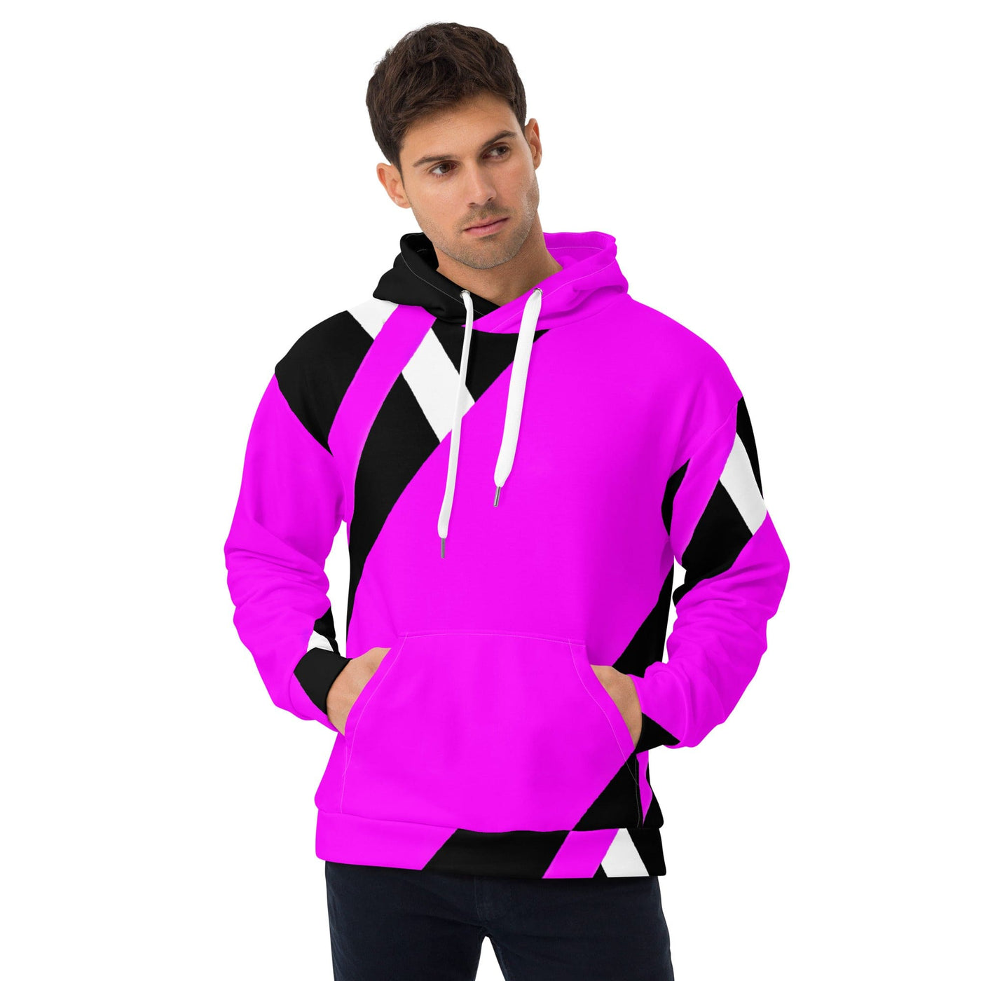 Mens Graphic Hoodie Black And Pink Pattern 2 - Mens | Hoodies | AOP