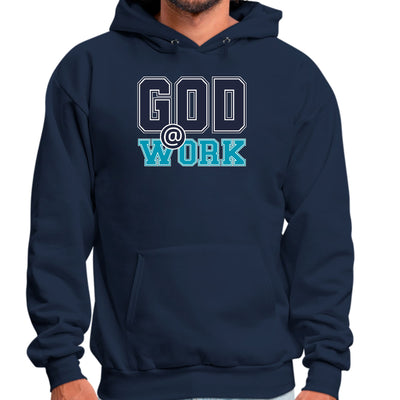 Mens Graphic Hoodie God @ Work Navy Blue And Blue Green Print - Unisex | Hoodies