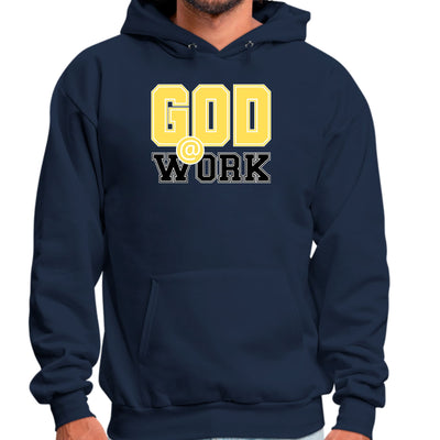Mens Graphic Hoodie God @ Work Yellow And Black Print - Unisex | Hoodies