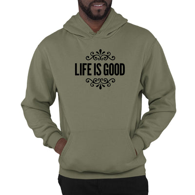 Mens Graphic Hoodie Life Is Good Word Art Illustration Black - Unisex | Hoodies