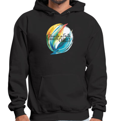 Mens Graphic Hoodie Strength In Faith Courage In Christ - Unisex | Hoodies