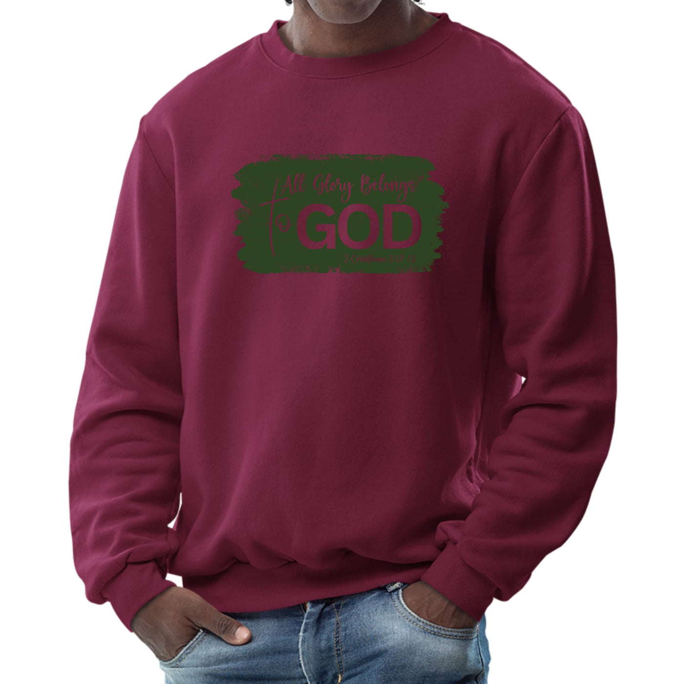 Mens Graphic Sweatshirt All Glory Belongs To God Dark Green - Mens | Sweatshirts