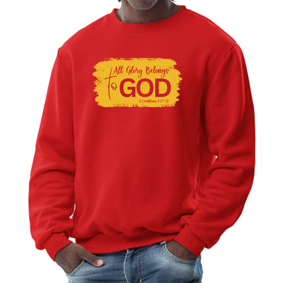 Mens Graphic Sweatshirt All Glory Belongs To God Golden Yellow - Mens