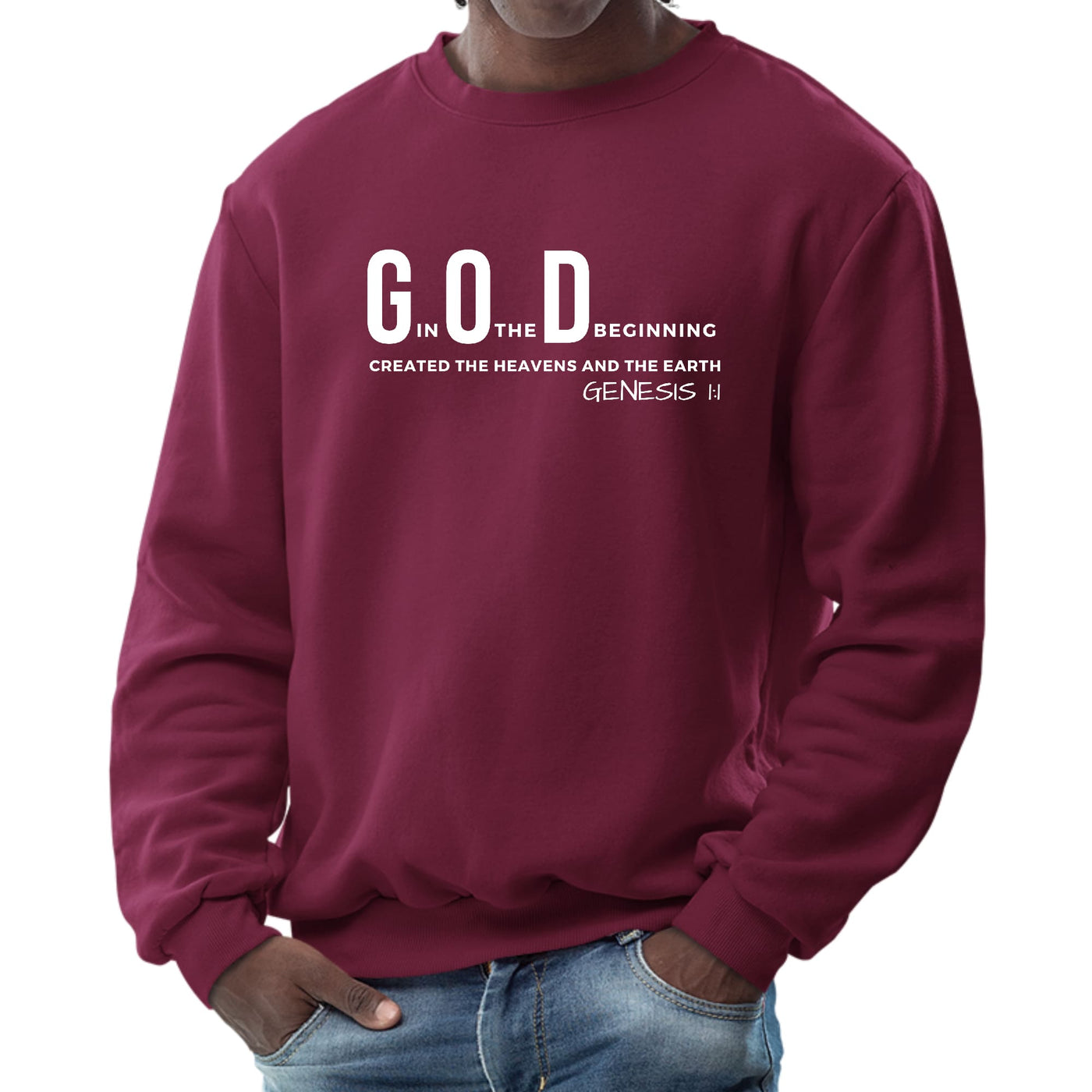 Mens Graphic Sweatshirt God In The Beginning Print - Mens | Sweatshirts