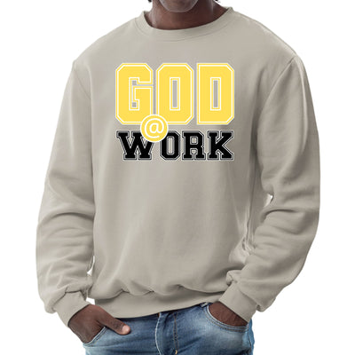 Mens Graphic Sweatshirt God @ Work Yellow And Black Print - Mens | Sweatshirts