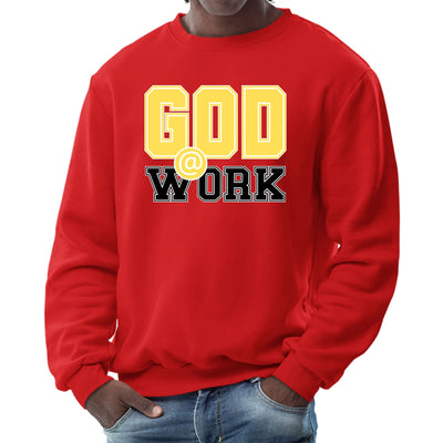 Mens Graphic Sweatshirt God @ Work Yellow And Black Print - Mens | Sweatshirts