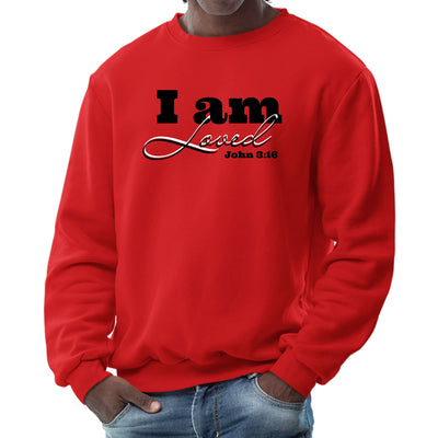Mens Graphic Sweatshirt i Am Loved - John 3:16 Black Illustration - Mens