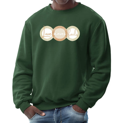Mens Graphic Sweatshirt Love Never Fails Pastel Brown Beige Green - Mens