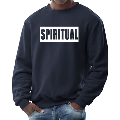 Mens Graphic Sweatshirt Spiritual White Colorblock Illustration - Mens