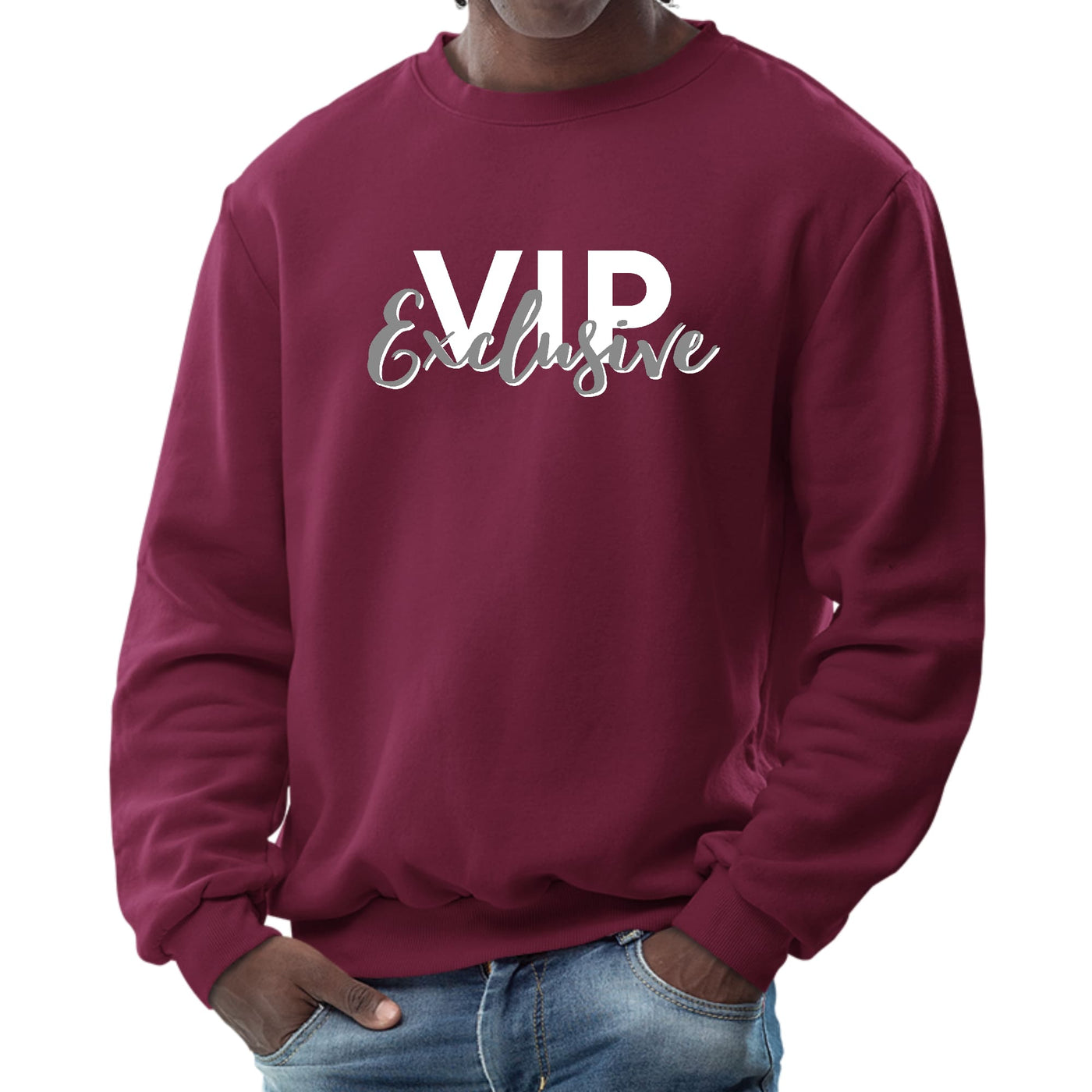 Mens Graphic Sweatshirt Vip Exclusive Grey And White - Affirmation - Mens