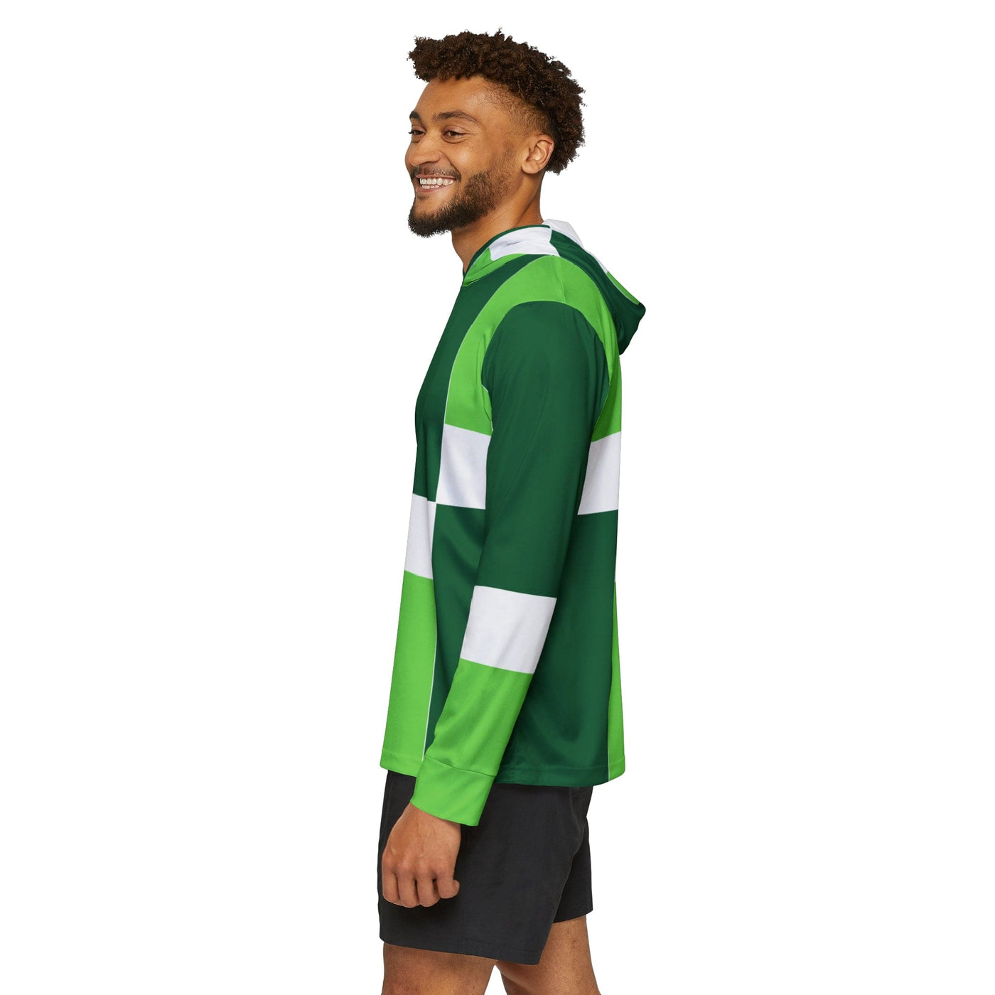 Mens Sports Graphic Hoodie Lime Forest Irish Green Colorblock - All Over Prints