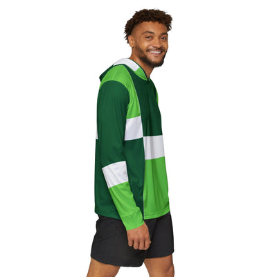 Mens Sports Graphic Hoodie Lime Forest Irish Green Colorblock - All Over Prints