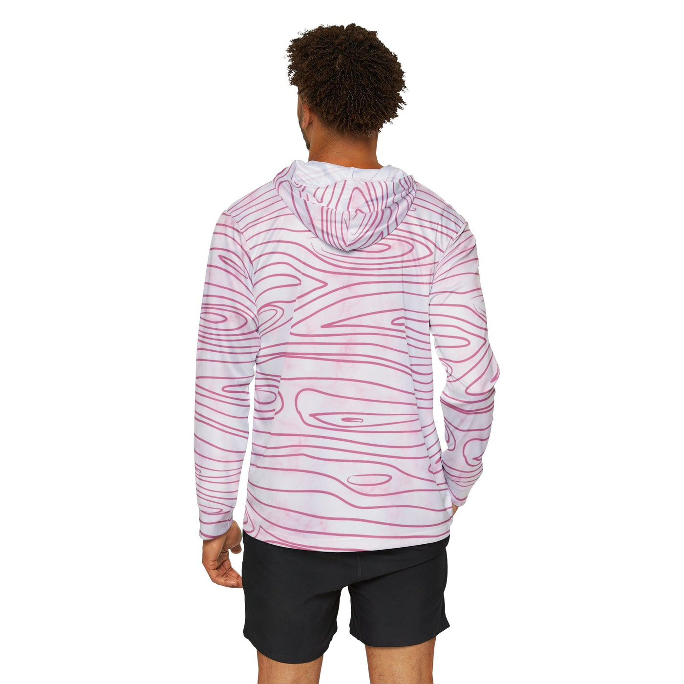 Mens Sports Graphic Hoodie Pink Line Art Sketch Print - All Over Prints