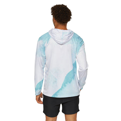 Mens Sports Graphic Hoodie Subtle Abstract Ocean Blue And White Print - All