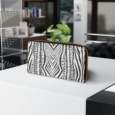 Native Black And White Abstract Pattern Womens Zipper Wallet Clutch Purse