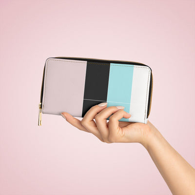Pastel Colorblock Pink/black/blue Womens Zipper Wallet Clutch Purse - Bags