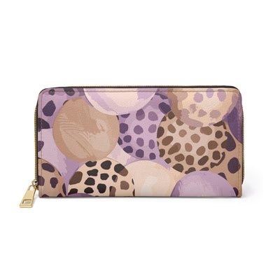 Purple Lavender And Brown Spotted Illustration Womens Zipper Wallet Clutch