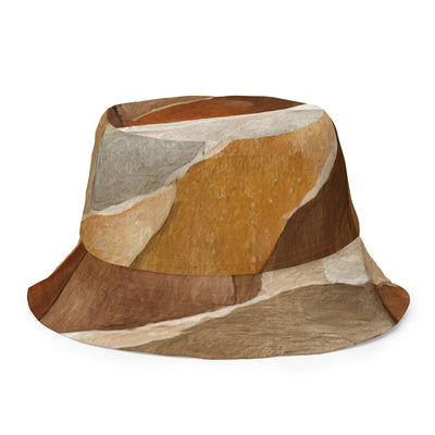 Reversible Bucket Hat Abstract Stone Pattern 6672