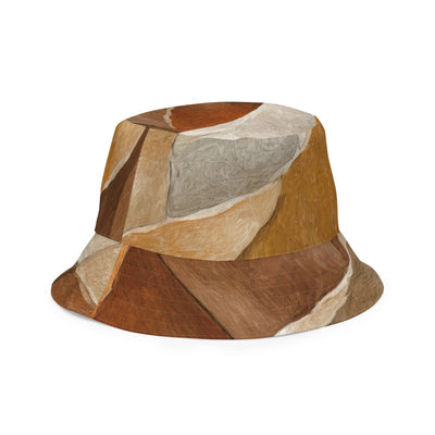 Reversible Bucket Hat Abstract Stone Pattern 6672