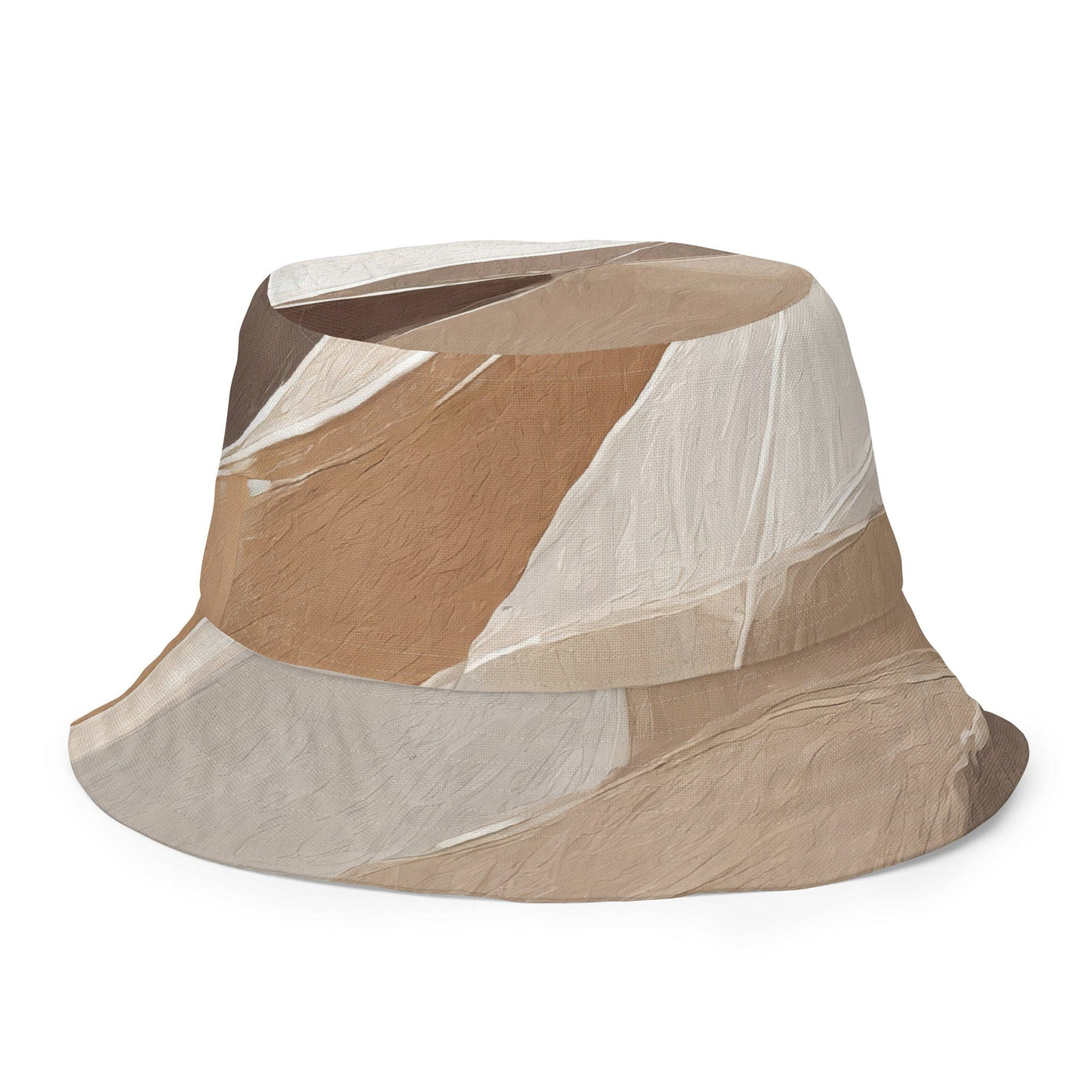 Reversible Bucket Hat Abstract Taupe Brown Textured Pattern 93796