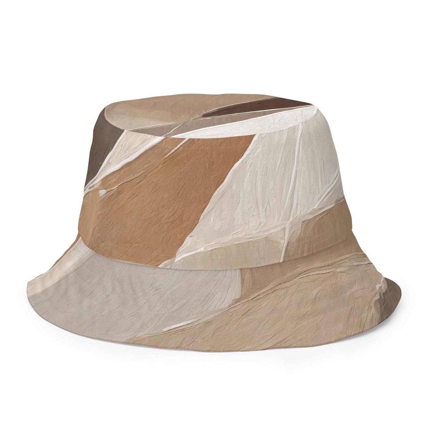 Reversible Bucket Hat Abstract Taupe Brown Textured Pattern 93796