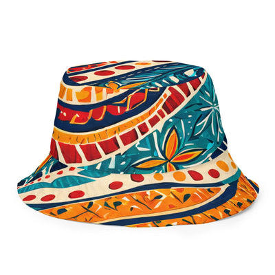 Reversible Bucket Hat Abstract Vibrant Multicolor Pattern 61374