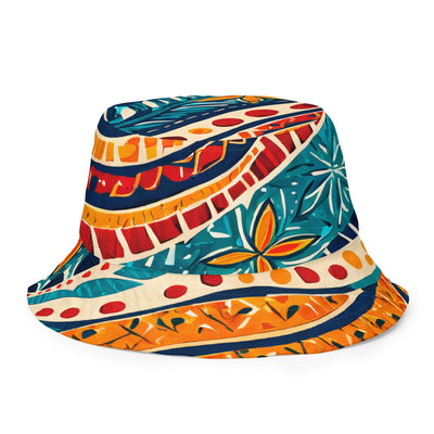 Reversible Bucket Hat Abstract Vibrant Multicolor Pattern 61374