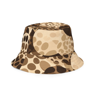 Reversible Bucket Hat Beige And Brown Leopard Spots Illustration - Unisex
