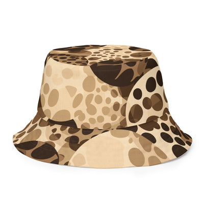 Reversible Bucket Hat Beige And Brown Leopard Spots Illustration - Unisex