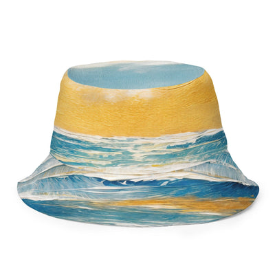 Reversible Bucket Hat Blue Ocean Golden Sunset Print 2