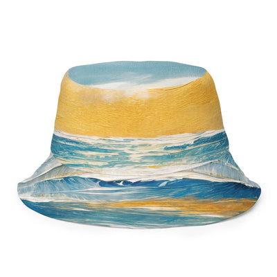 Reversible Bucket Hat Blue Ocean Golden Sunset Print 2