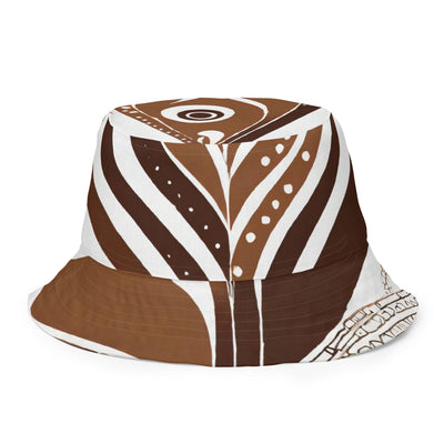 Reversible Bucket Hat Floral Brown Line Art Print 35227