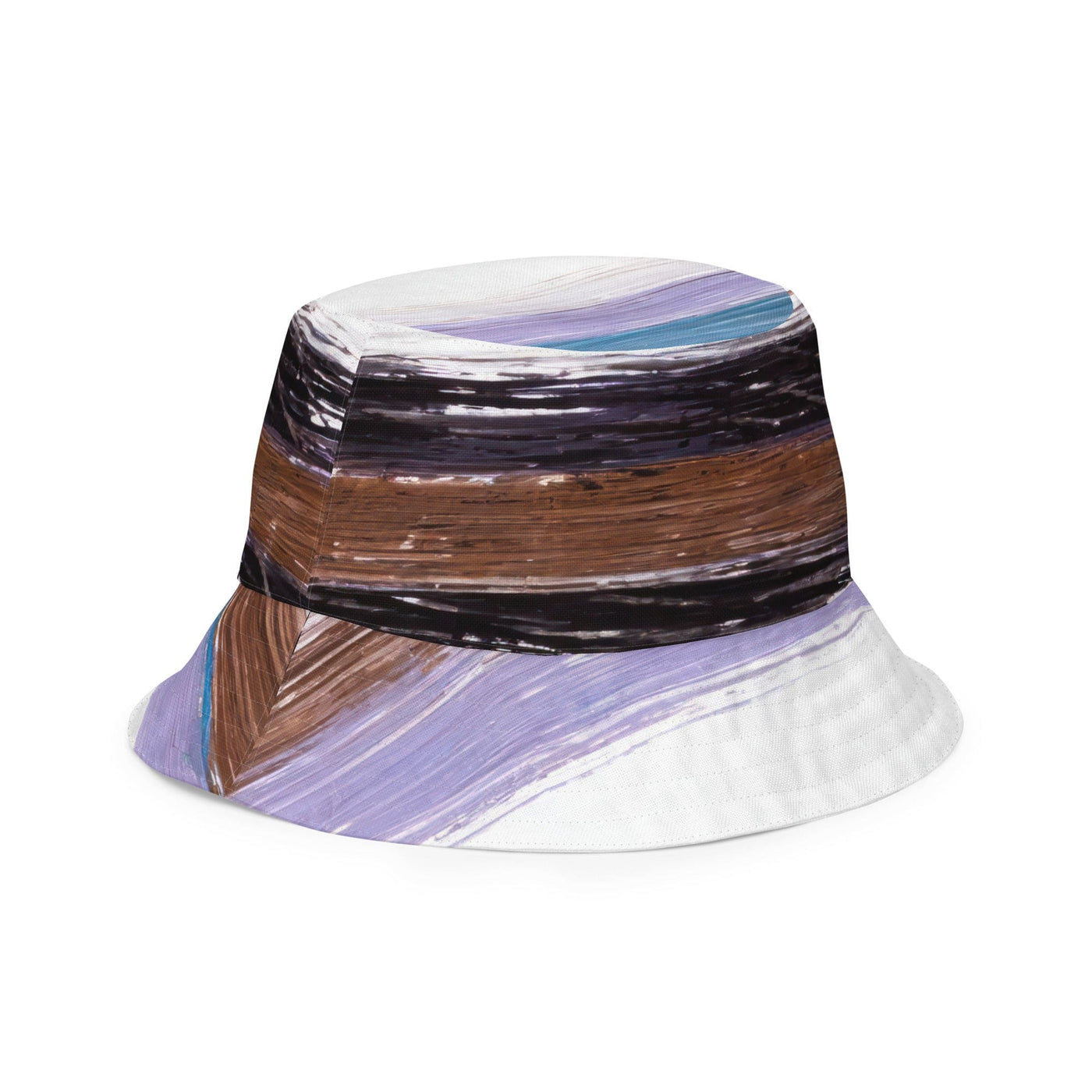 Reversible Bucket Hat Lavender Black Brown Rustic Pattern