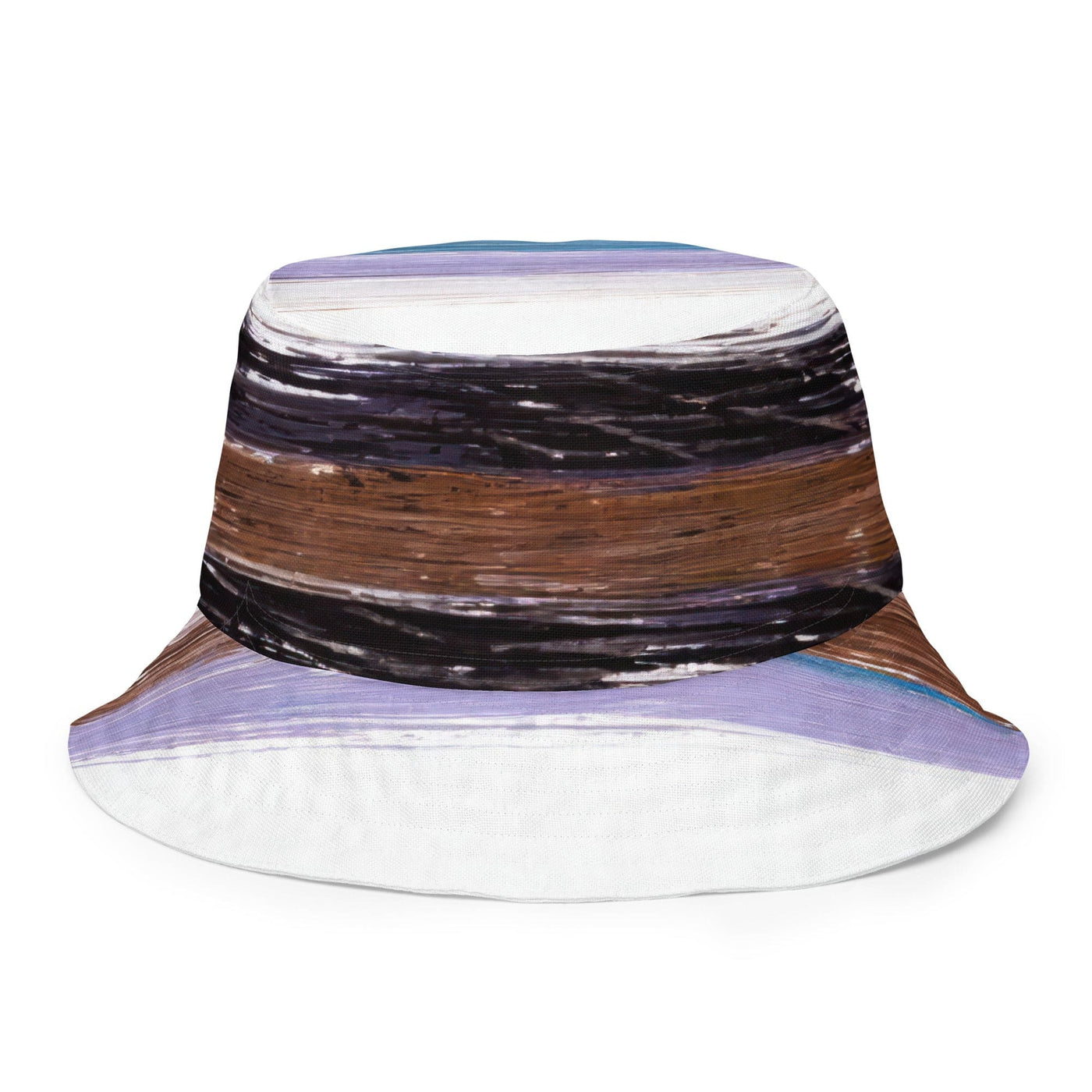 Reversible Bucket Hat Lavender Black Brown Rustic Pattern