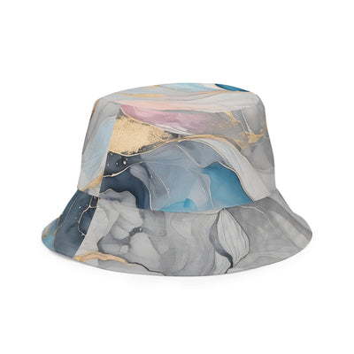 Reversible Bucket Hat Marble Cloud Of Grey Pink Blue 63389