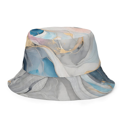Reversible Bucket Hat Marble Cloud Of Grey Pink Blue 63389