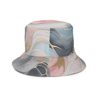 Reversible Bucket Hat Marble Cloud Of Grey Pink Blue 82395