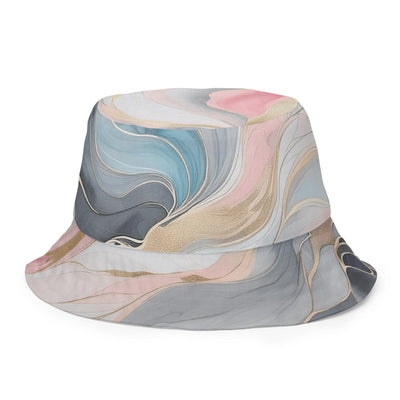 Reversible Bucket Hat Marble Cloud Of Grey Pink Blue 82395