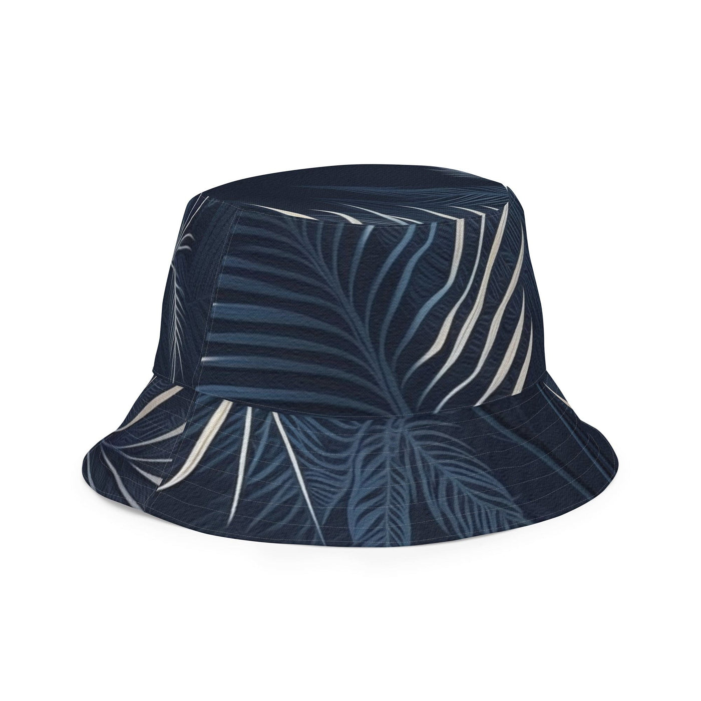 Reversible Bucket Hat Blue White Palm Leaves - Unisex / Bucket Hats