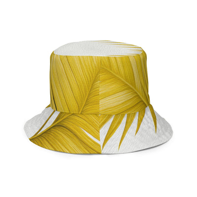 Reversible Bucket Hat Yellow Palm Leaves - Unisex / Bucket Hats
