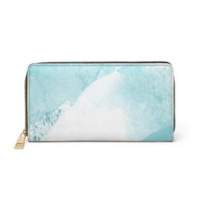 Subtle Abstract Ocean Blue And White Print Womens Zipper Wallet Clutch Purse