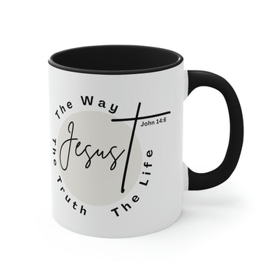 Two-tone Accent Ceramic Mug 11oz Jesus The Way The Truth The Life Illustration